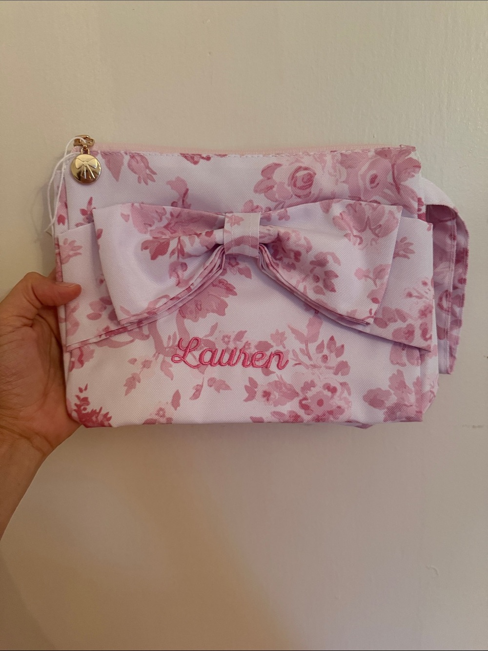 Lauren Love Shack Fancy PB Monogrammed Personalized Floral Bow Cosmetic Bag